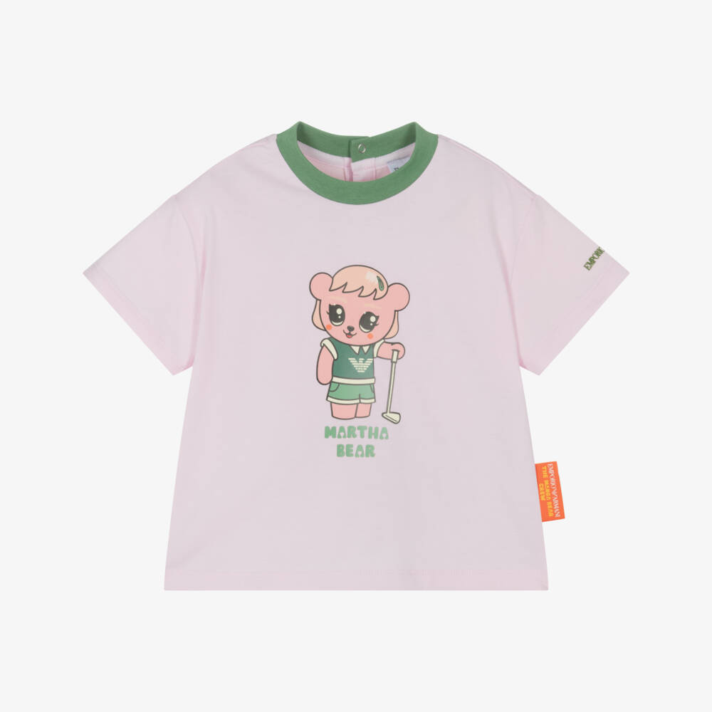 Emporio Armani-Girls Pink Anime Bear Tee | Childrensalon Outlet