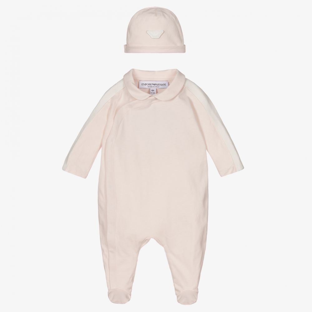 Emporio Armani - Розовый подарочный комплект с комбинезоном для девочек | Childrensalon