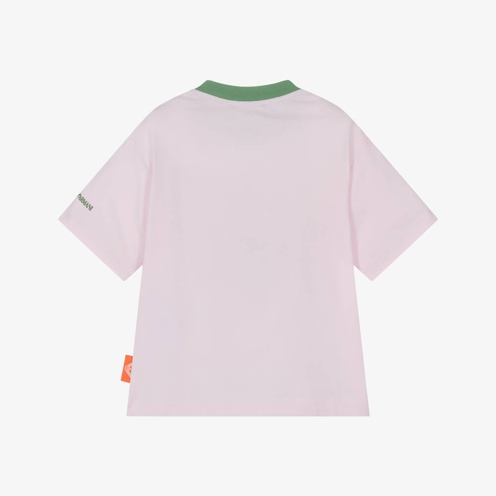 Emporio Armani-Girls Pink Bear Cotton Tee | Childrensalon Outlet