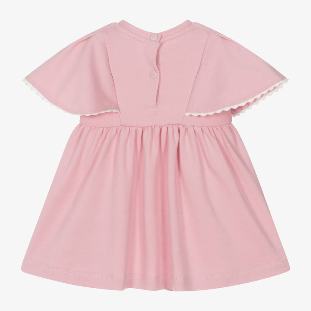 Emporio Armani-Girls Pink Cape-Sleeve Cotton Dress | Childrensalon Outlet