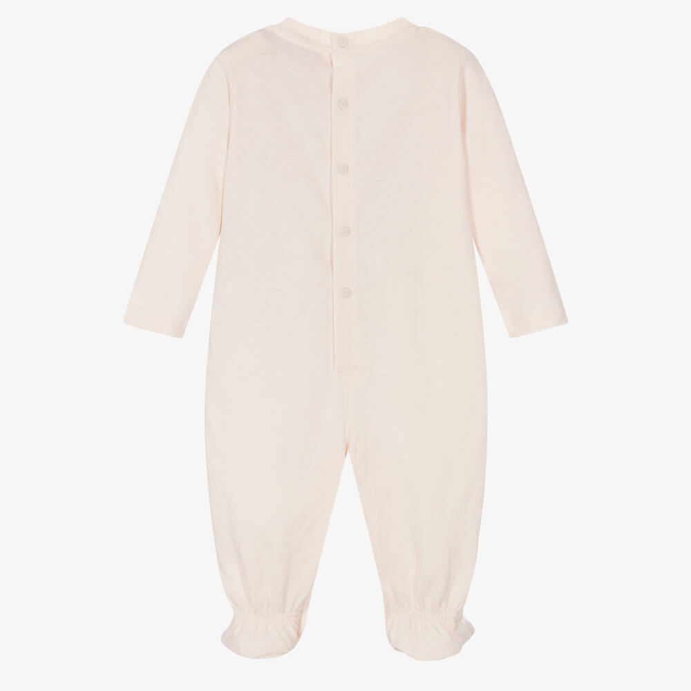 Emporio Armani-Girls Pink Cotton Babygrow | Childrensalon Outlet