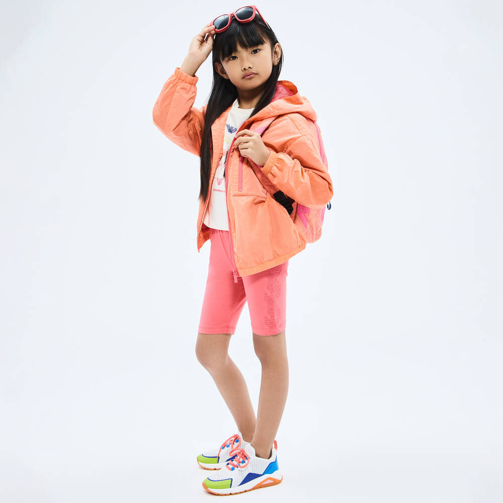 Emporio Armani-Розовые хлопковые велосипедные шорты Eagle для девочек | Childrensalon Outlet