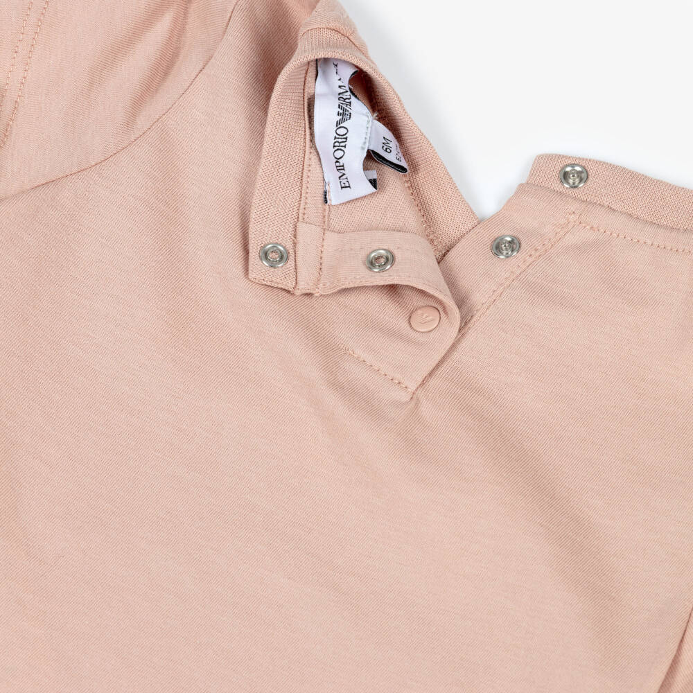 Emporio Armani-Girls Pink Cotton Embroidered Tonal Logo T-Shirt | Childrensalon Outlet