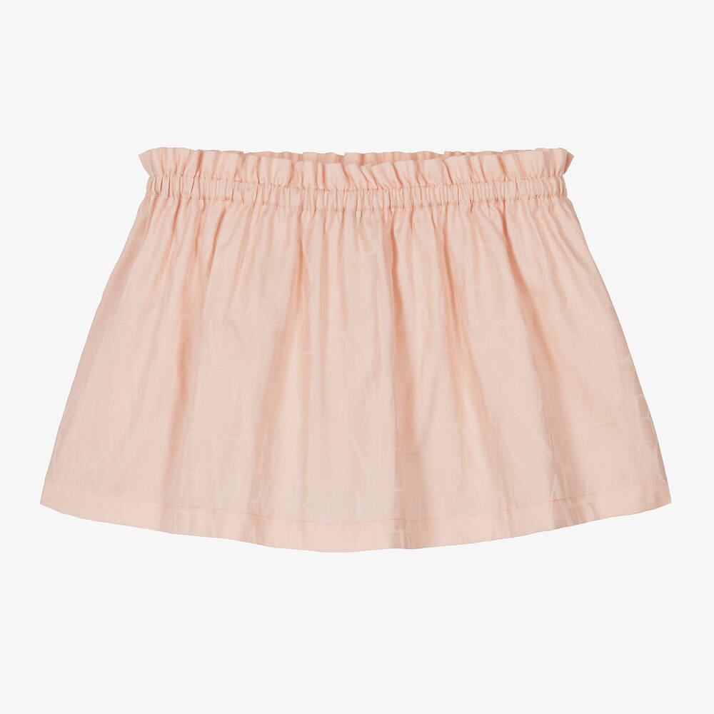 Emporio Armani-Girls Pink Cotton Jacquard Skirt | Childrensalon Outlet