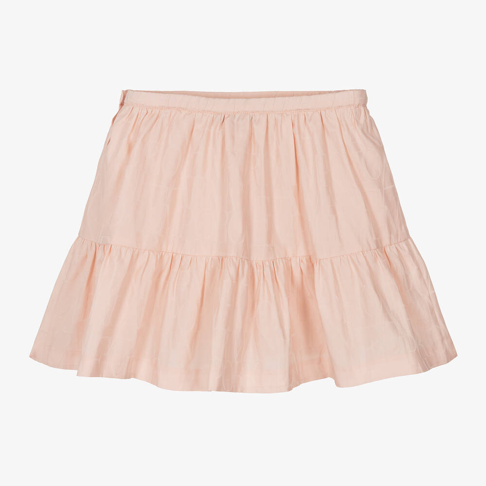 Emporio Armani-Girls Pink Cotton Jacquard Skirt | Childrensalon Outlet