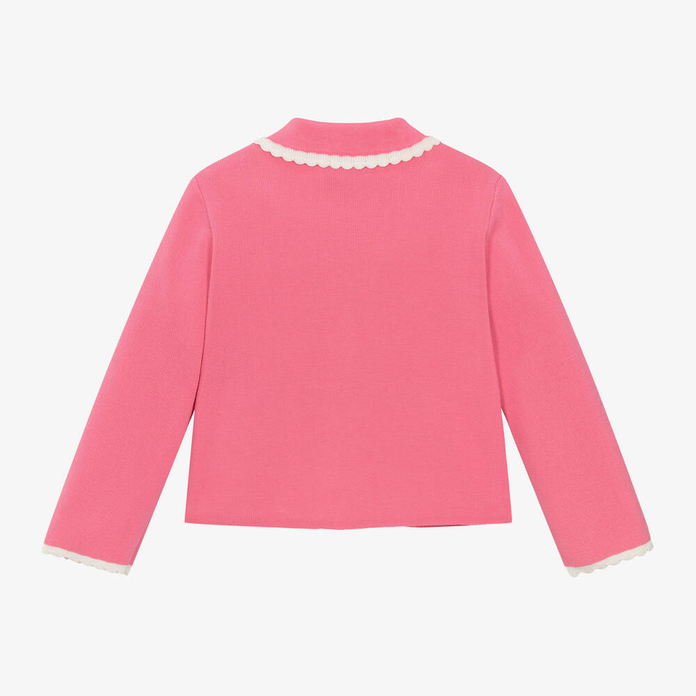 Emporio Armani-Girls Pink Cotton Knit Cardigan | Childrensalon Outlet