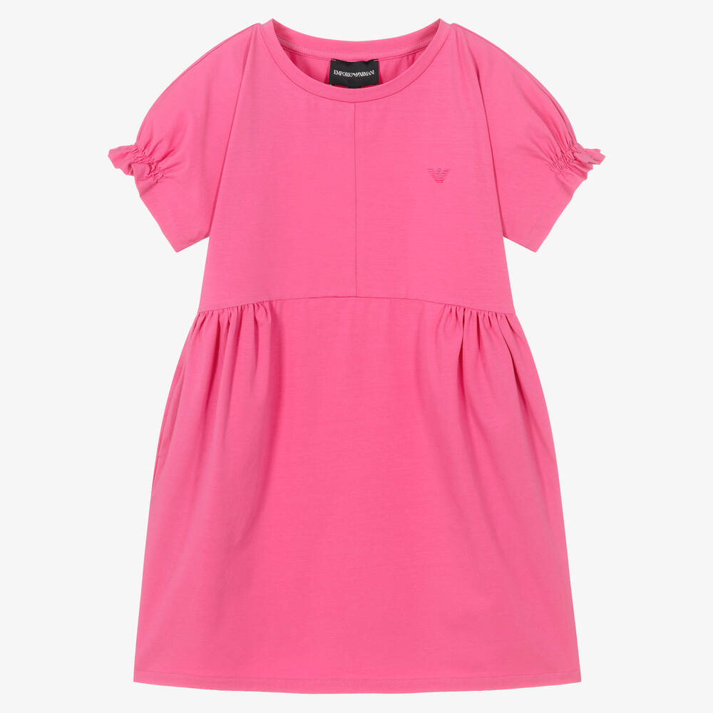 Emporio Armani - Robe rose en coton fille | Childrensalon