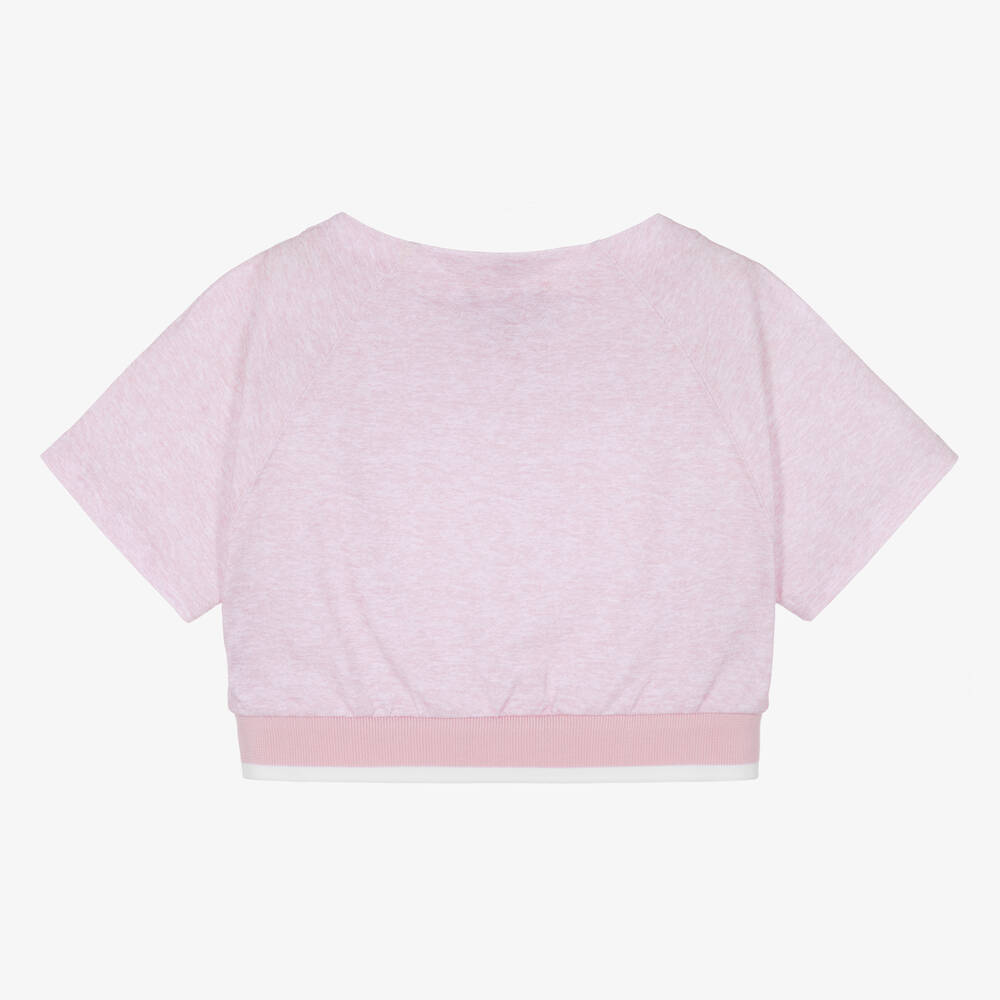 Emporio Armani-Girls Pink Cotton Piqué Eagle Logo Top | Childrensalon Outlet