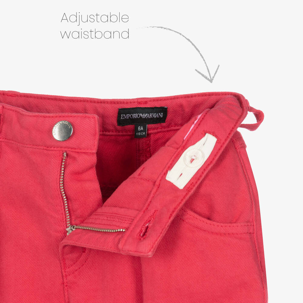 Emporio Armani-بنطلون قطن تويل لون زهري للبنات | Childrensalon Outlet