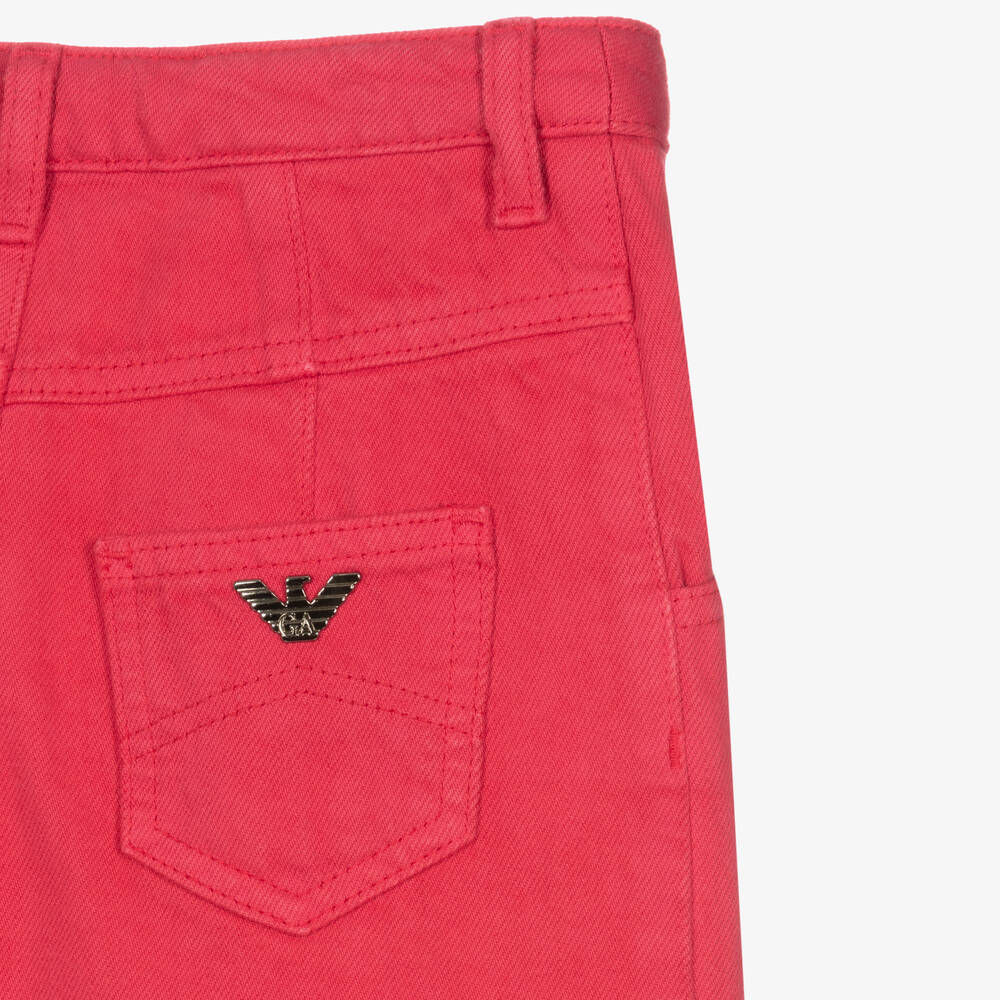 Emporio Armani-بنطلون قطن تويل لون زهري للبنات | Childrensalon Outlet