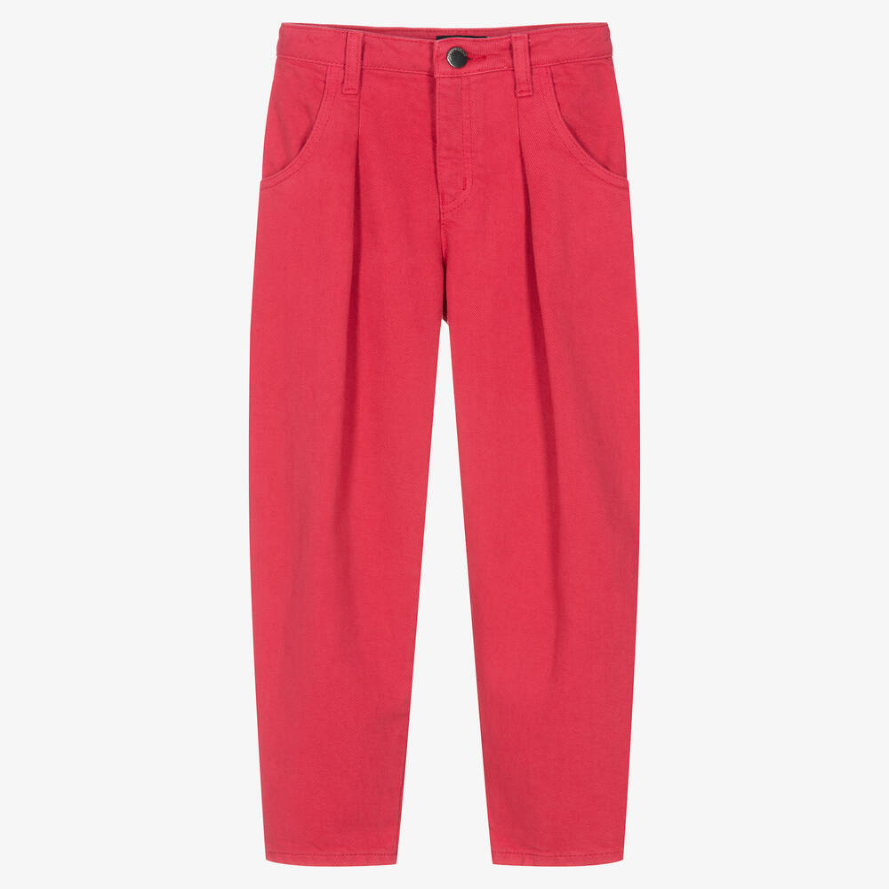 Emporio Armani - Розовые брюки из хлопкового твила для девочек | Childrensalon
