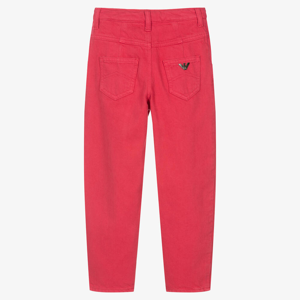 Emporio Armani-بنطلون قطن تويل لون زهري للبنات | Childrensalon Outlet