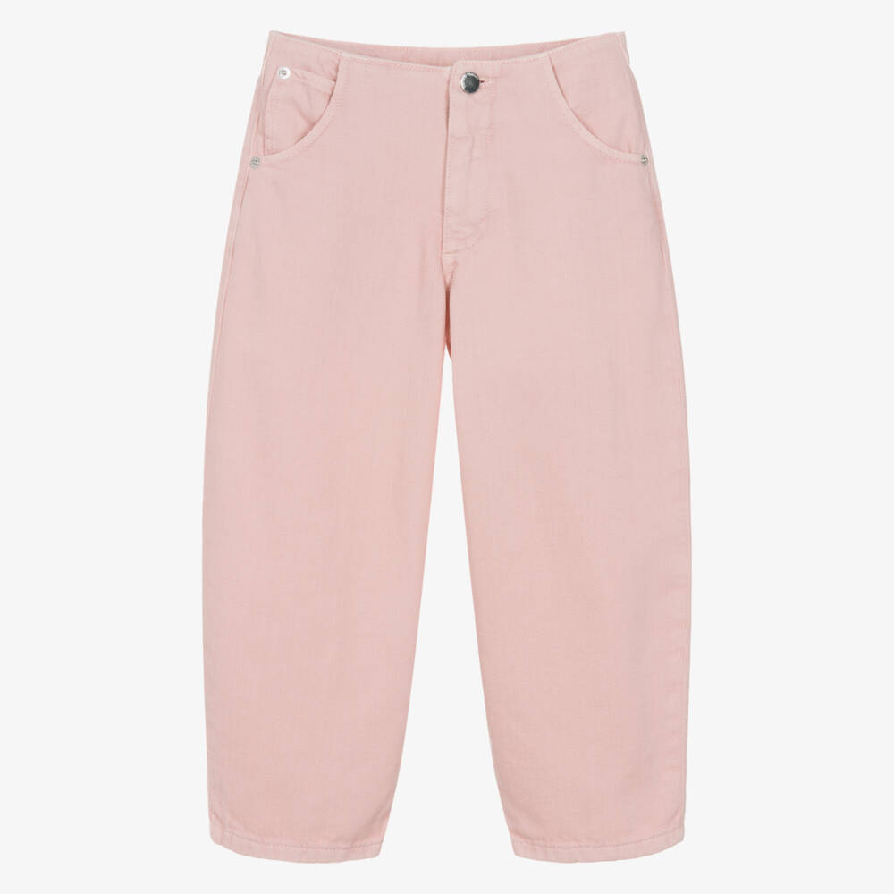 Emporio Armani-Girls Pink Denim Barrel Jeans | Childrensalon Outlet