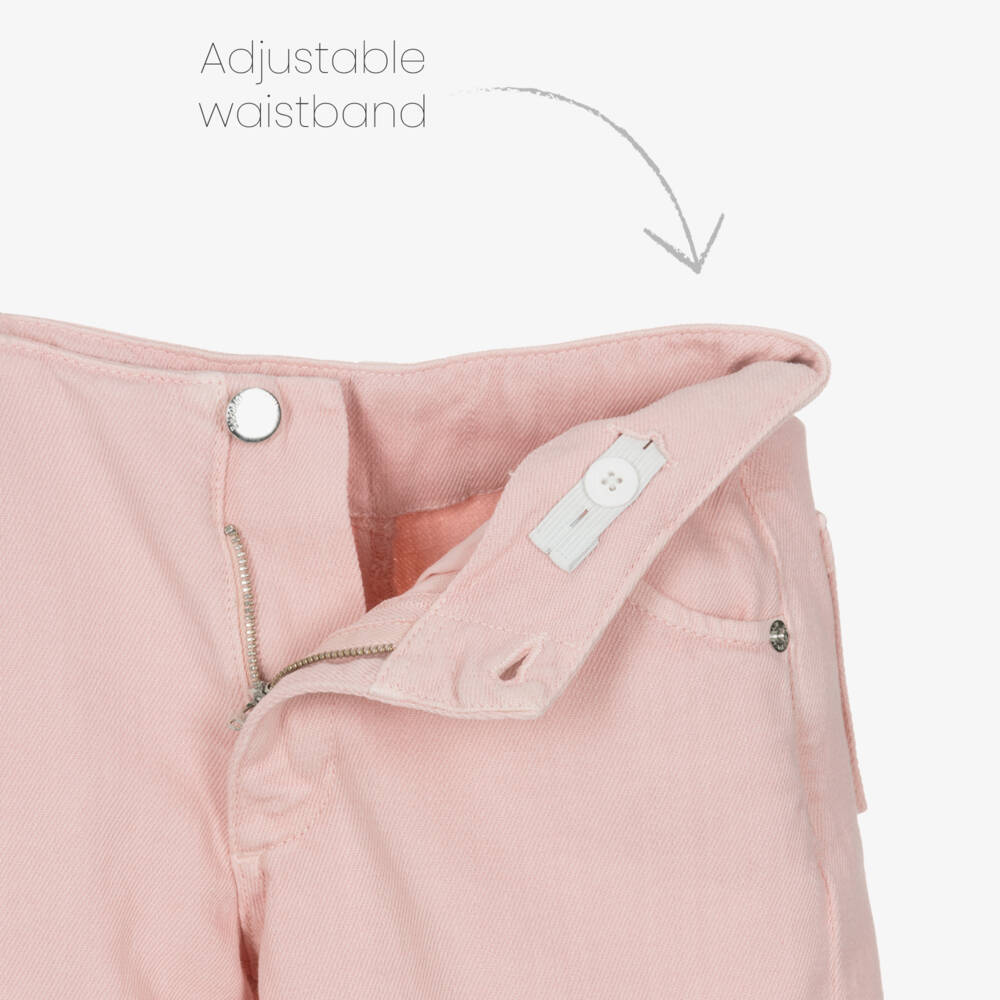 Emporio Armani-Girls Pink Denim Barrel Jeans | Childrensalon Outlet