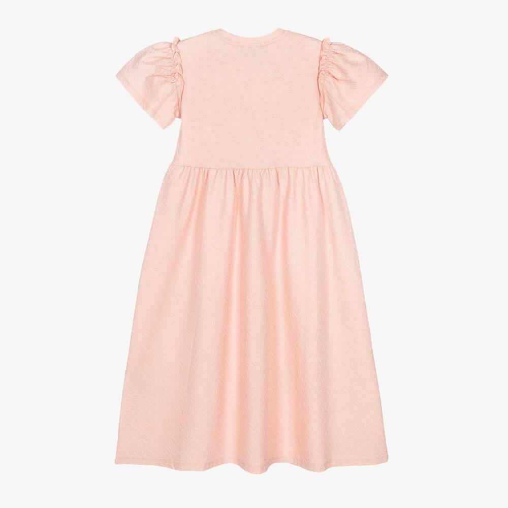 Emporio Armani-Girls Pink EA Logo Jacquard Jersey Dress | Childrensalon Outlet