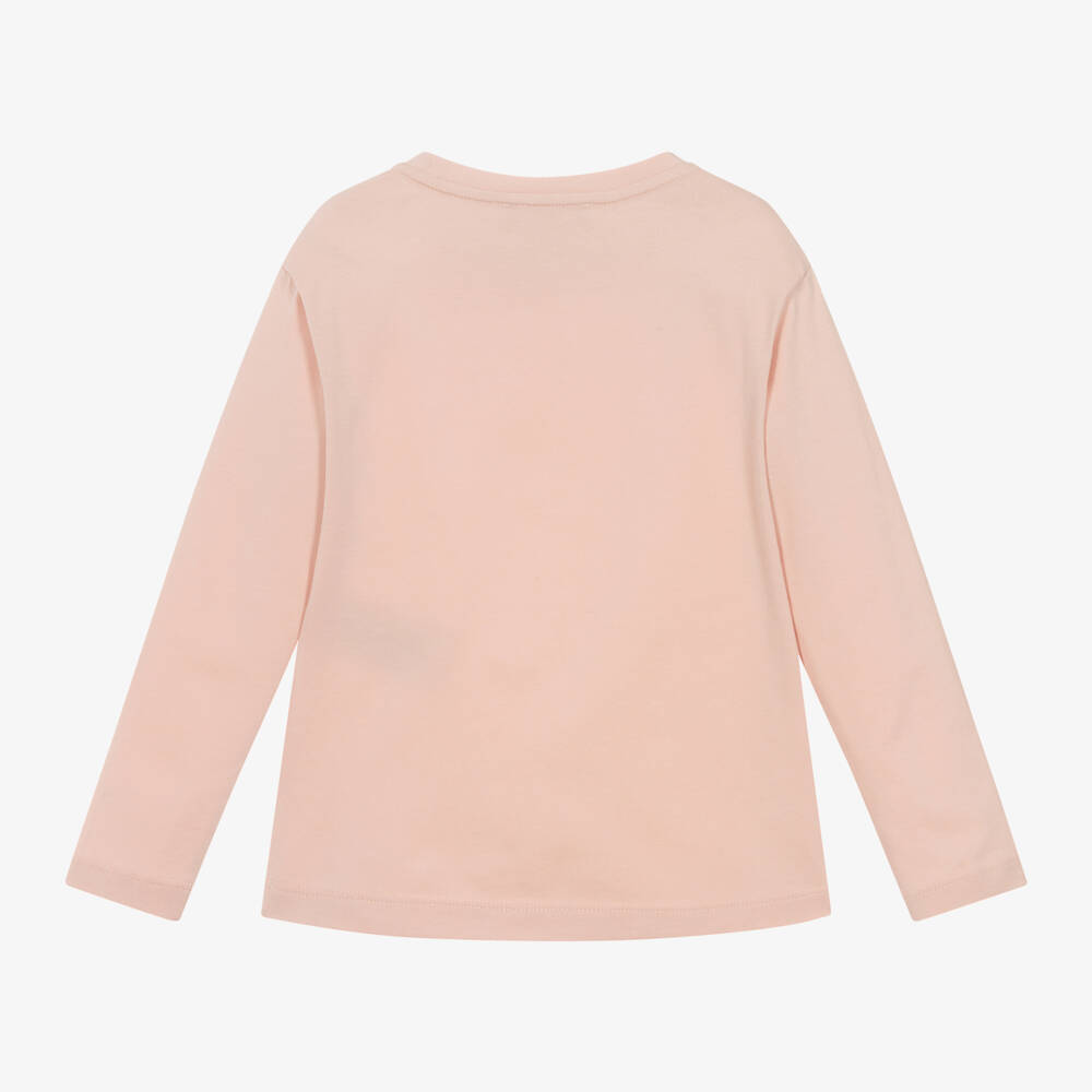 Emporio Armani-Girls Pink Eagle Embroidered Top | Childrensalon Outlet