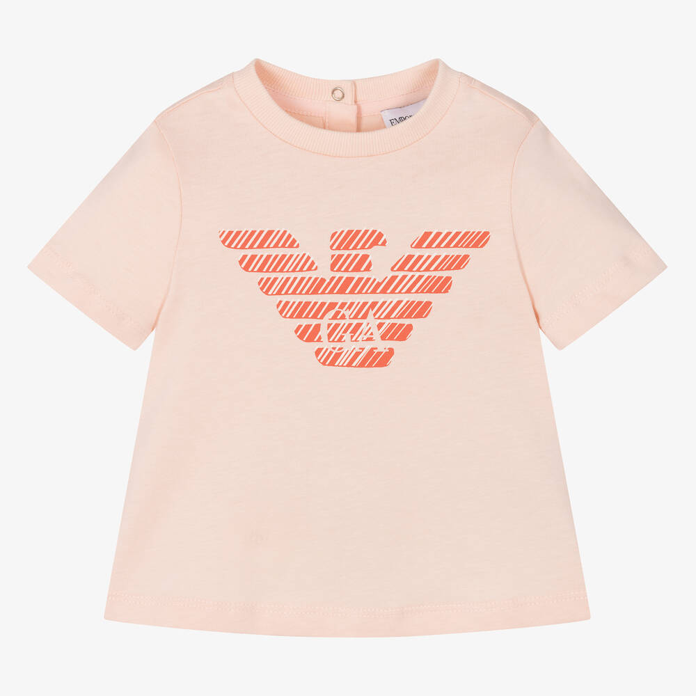 Emporio Armani-Розовая футболка из органического хлопка Eagle | Childrensalon Outlet