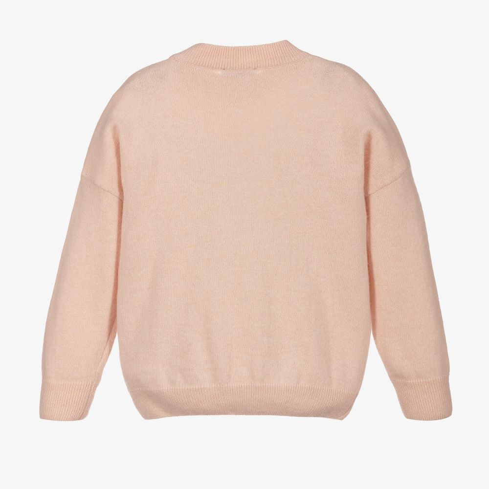 Emporio Armani Girls Pink Knit Logo Sweater Childrensalon Outlet