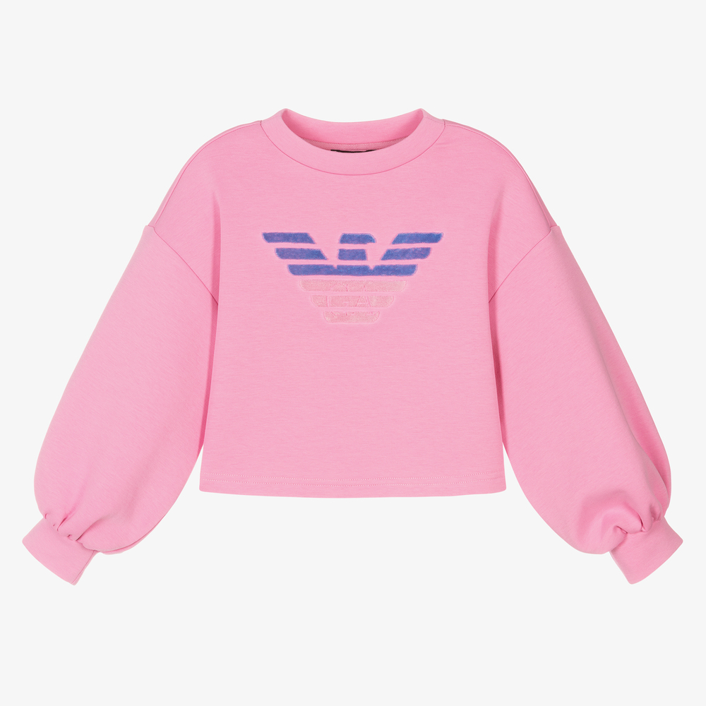 Emporio Armani - Girls Pink Logo Sweatshirt | Childrensalon