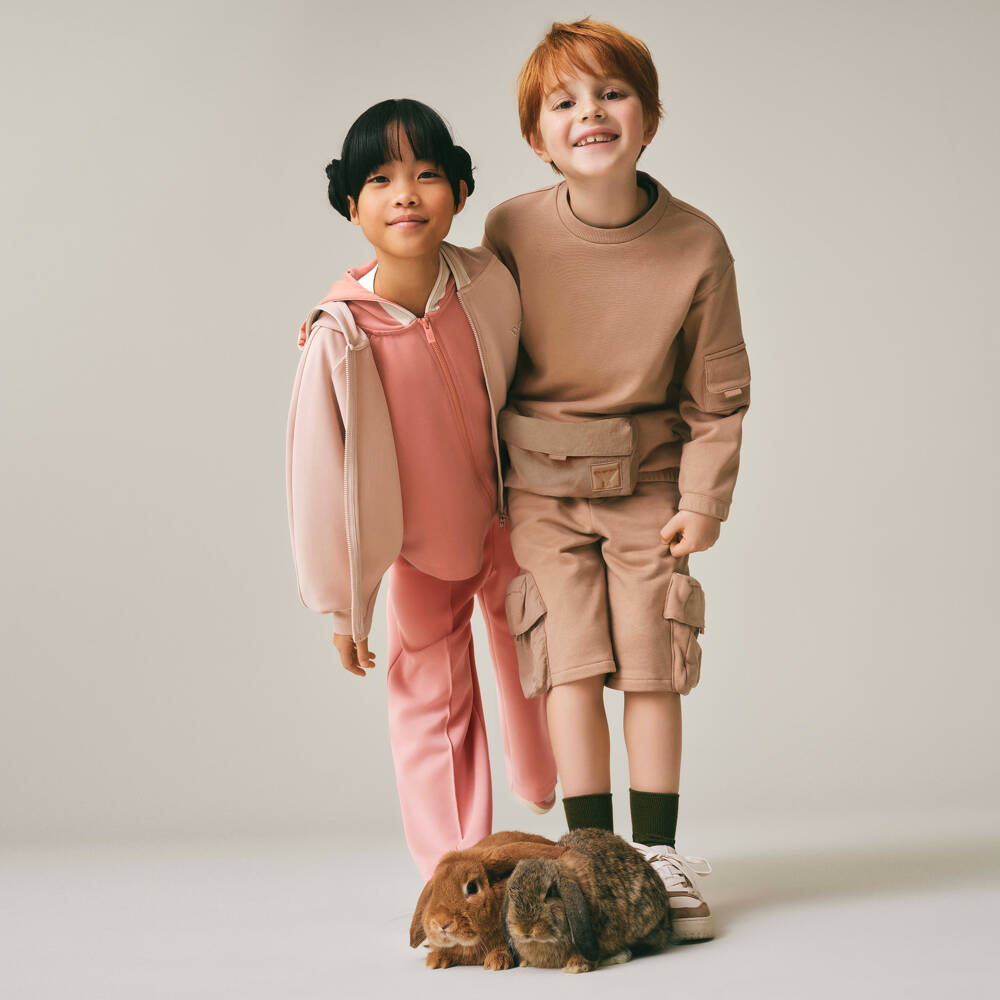 Emporio Armani-Girls Pink Modal Jersey Wide-Leg Joggers | Childrensalon Outlet
