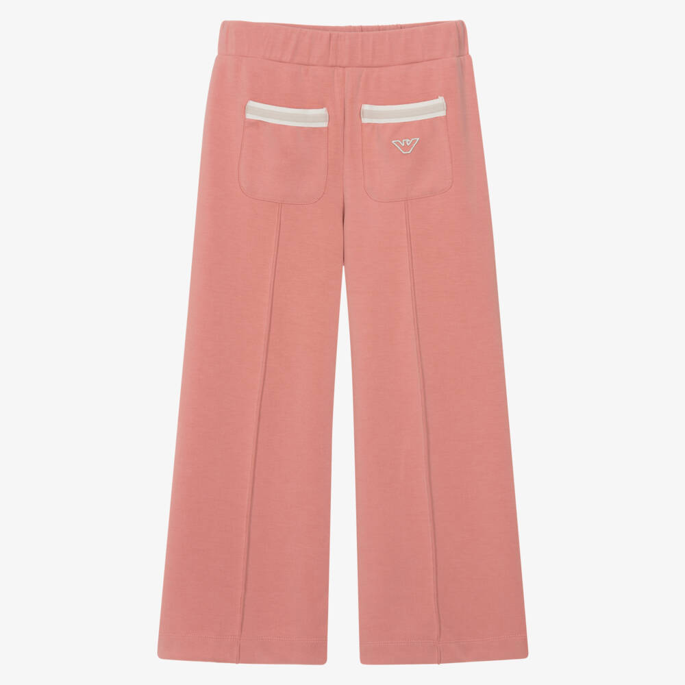 Emporio Armani-Girls Pink Modal Jersey Wide-Leg Joggers | Childrensalon Outlet