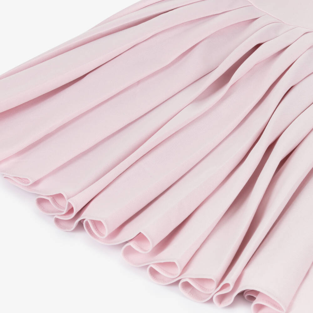 Emporio Armani-Girls Pink Piqué Sleeveless Pleated Dress | Childrensalon Outlet