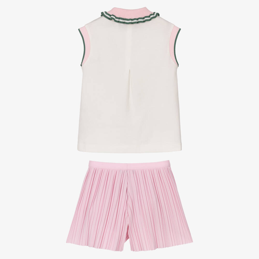 Emporio Armani-Girls Pink Pleated Outfit Set | Childrensalon Outlet