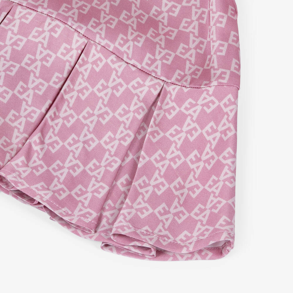 Emporio Armani-Girls Pink Satin EA Logo Dress | Childrensalon Outlet
