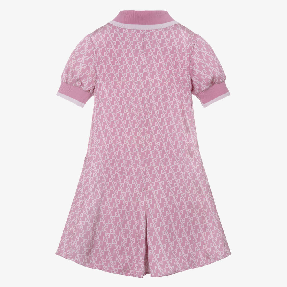 Emporio Armani-فستان بولو ساتان وردي للبنات بشعار | Childrensalon Outlet