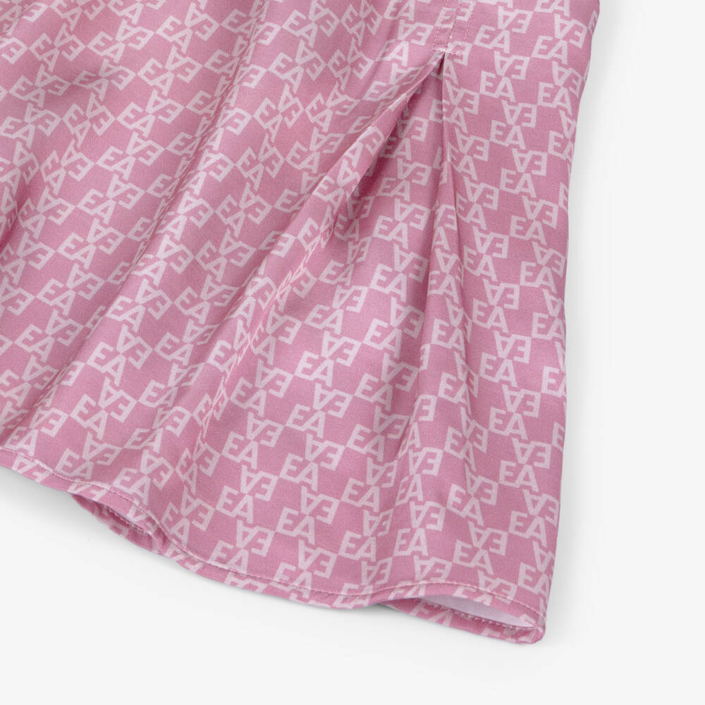 Emporio Armani-Girls Pink Satin Polo Dress with EA Logo Print | Childrensalon Outlet