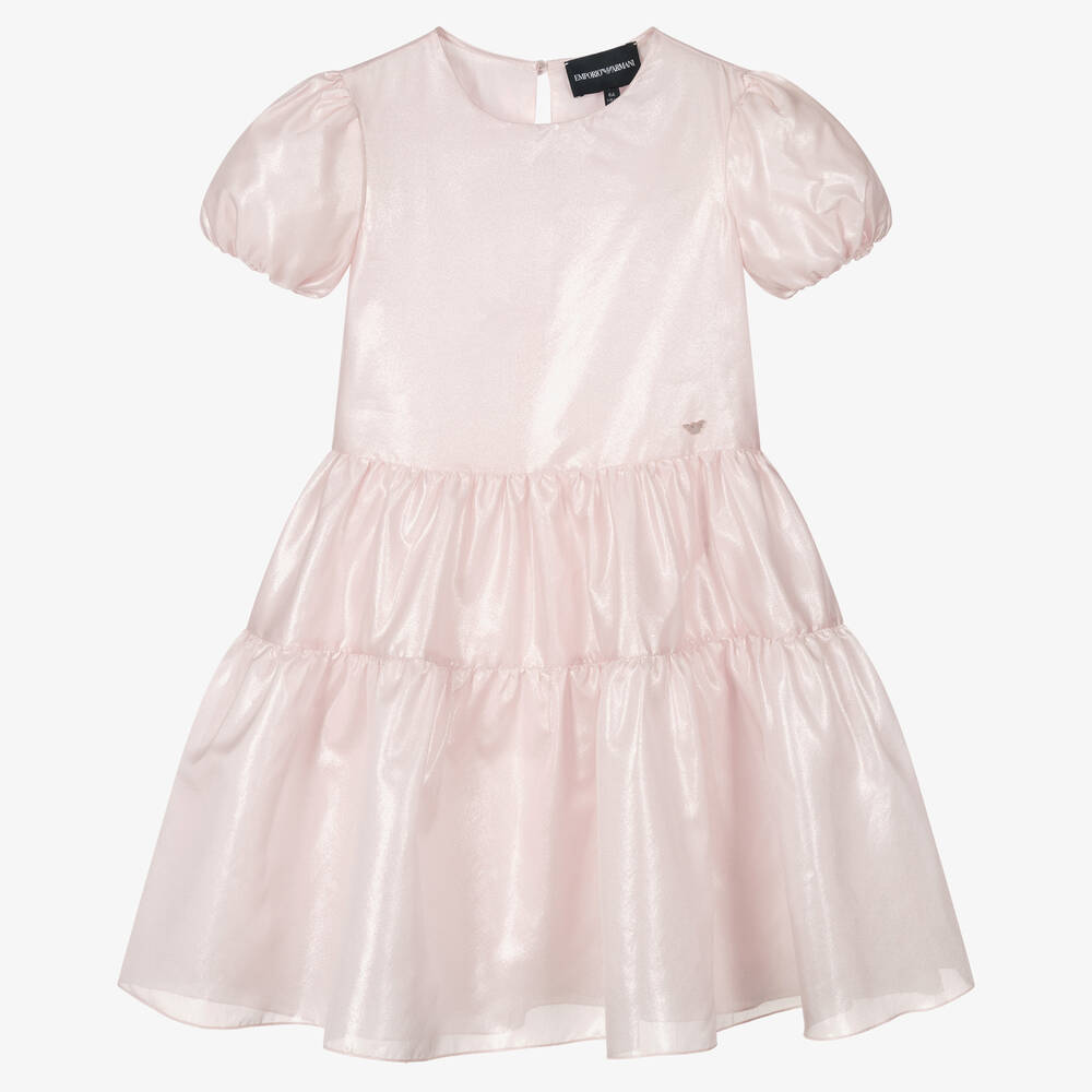 Emporio Armani - Розовое шелковое платье для девочек | Childrensalon