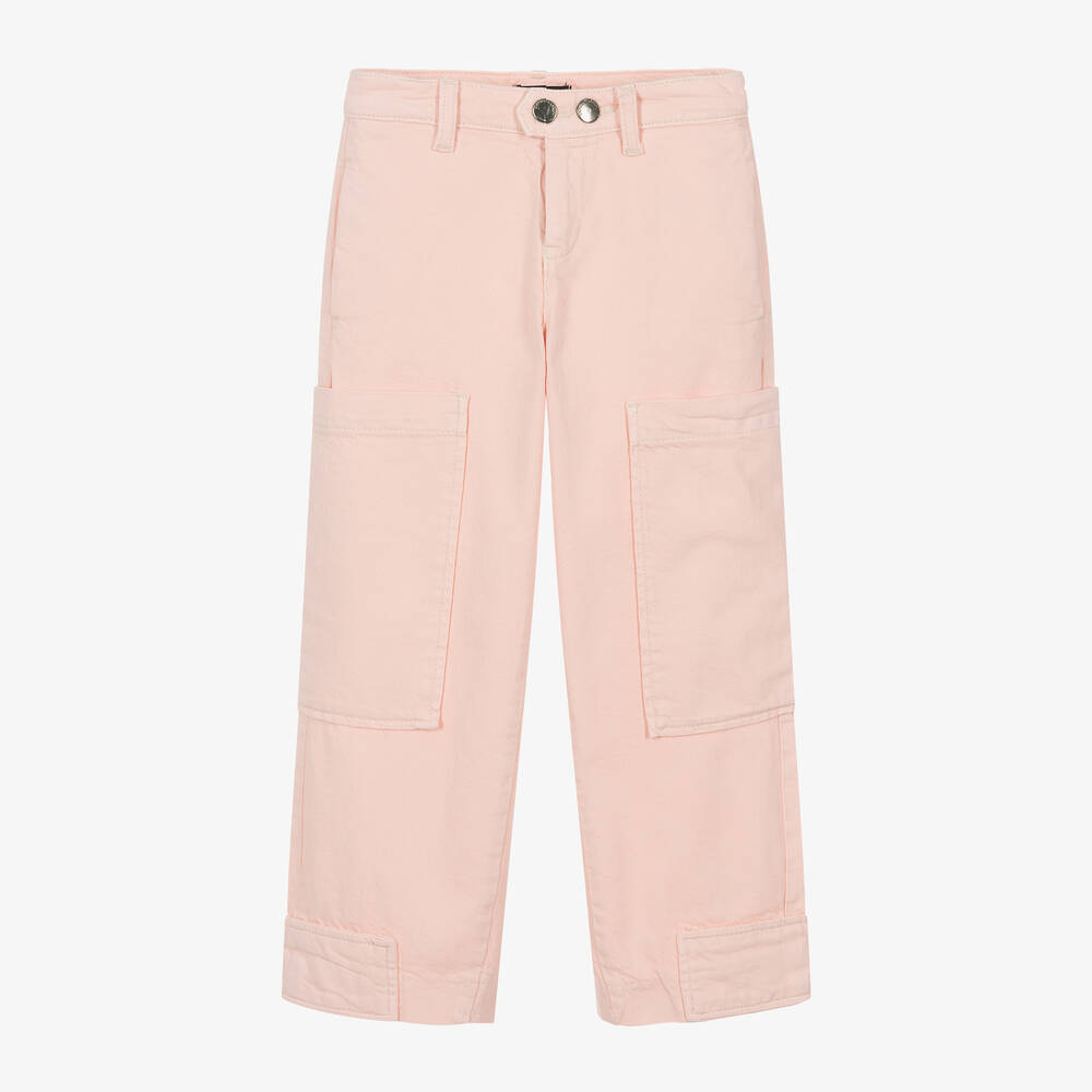 Emporio Armani-Girls Pink Twill Wide-Leg Trousers | Childrensalon Outlet