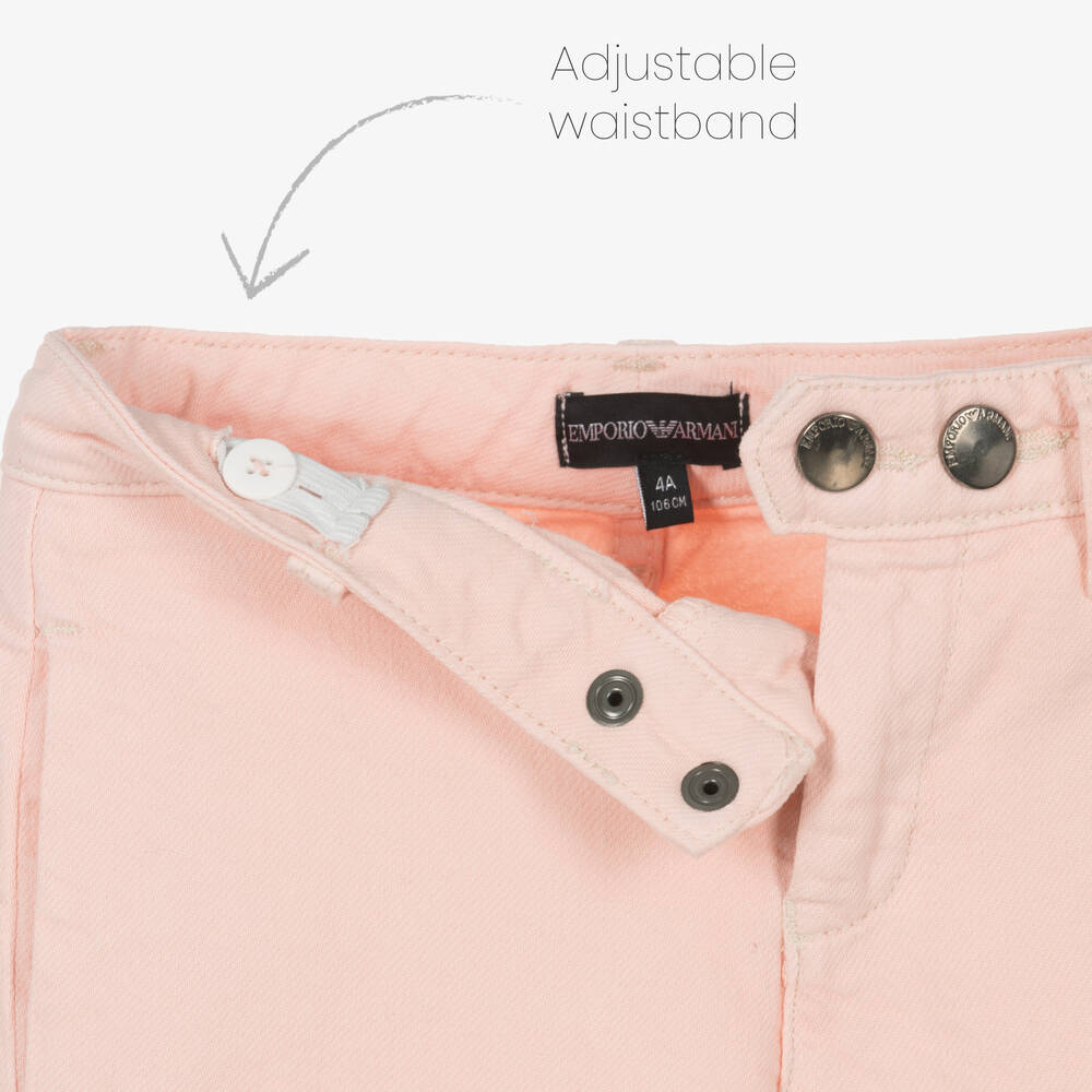 Emporio Armani-Girls Pink Twill Wide-Leg Trousers | Childrensalon Outlet