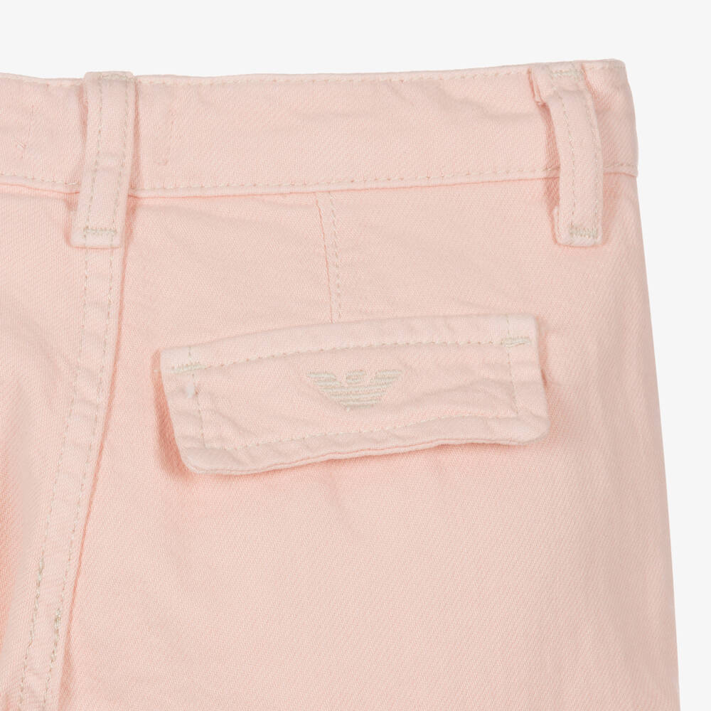 Emporio Armani-Girls Pink Twill Wide-Leg Trousers | Childrensalon Outlet