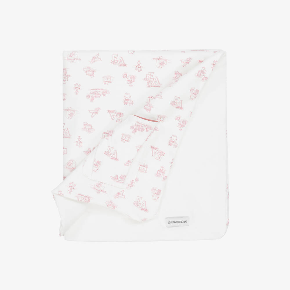 Emporio Armani-Girls' Pink & White Cotton Comforter | Childrensalon Outlet