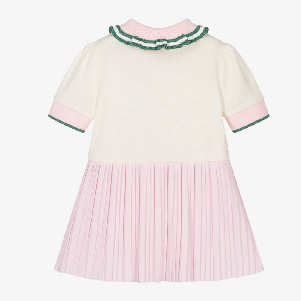 Emporio Armani-Girls Pleated Ivory & Blush Dress | Childrensalon Outlet