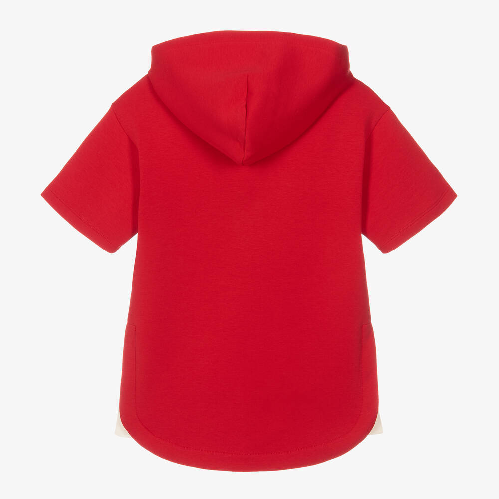 Emporio Armani-فستان هودي قطن جيرسي لون أحمر | Childrensalon Outlet