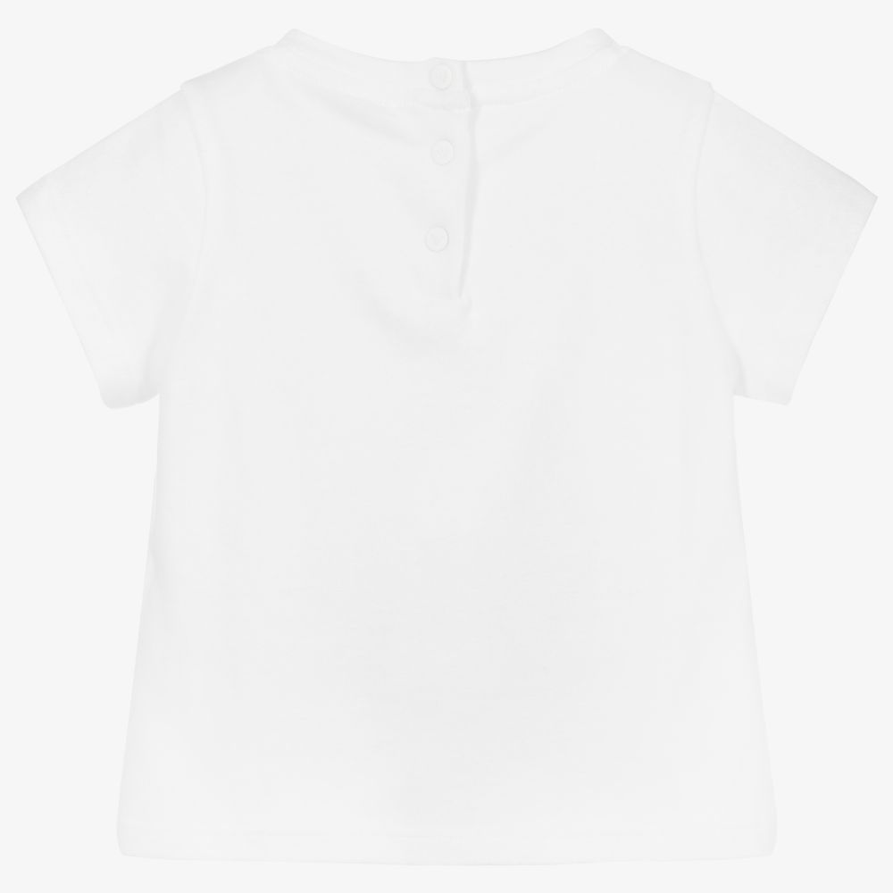 إEmporio Armani-تيشيرت أطفال بناتي قطن جيرسي لون أبيض | Childrensalon Outlet