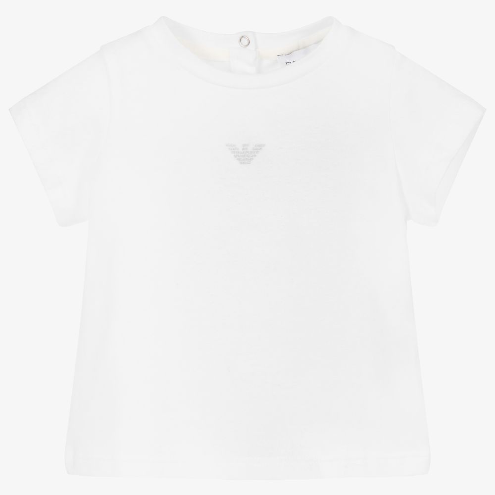 Emporio Armani - Weißes T-Shirt mit Logo (M) | Childrensalon