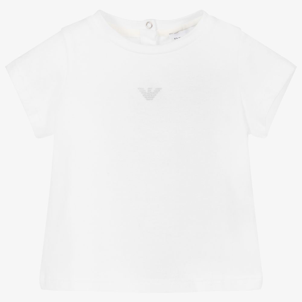 Emporio Armani-Girls Silver Eagle T-Shirt | Childrensalon Outlet