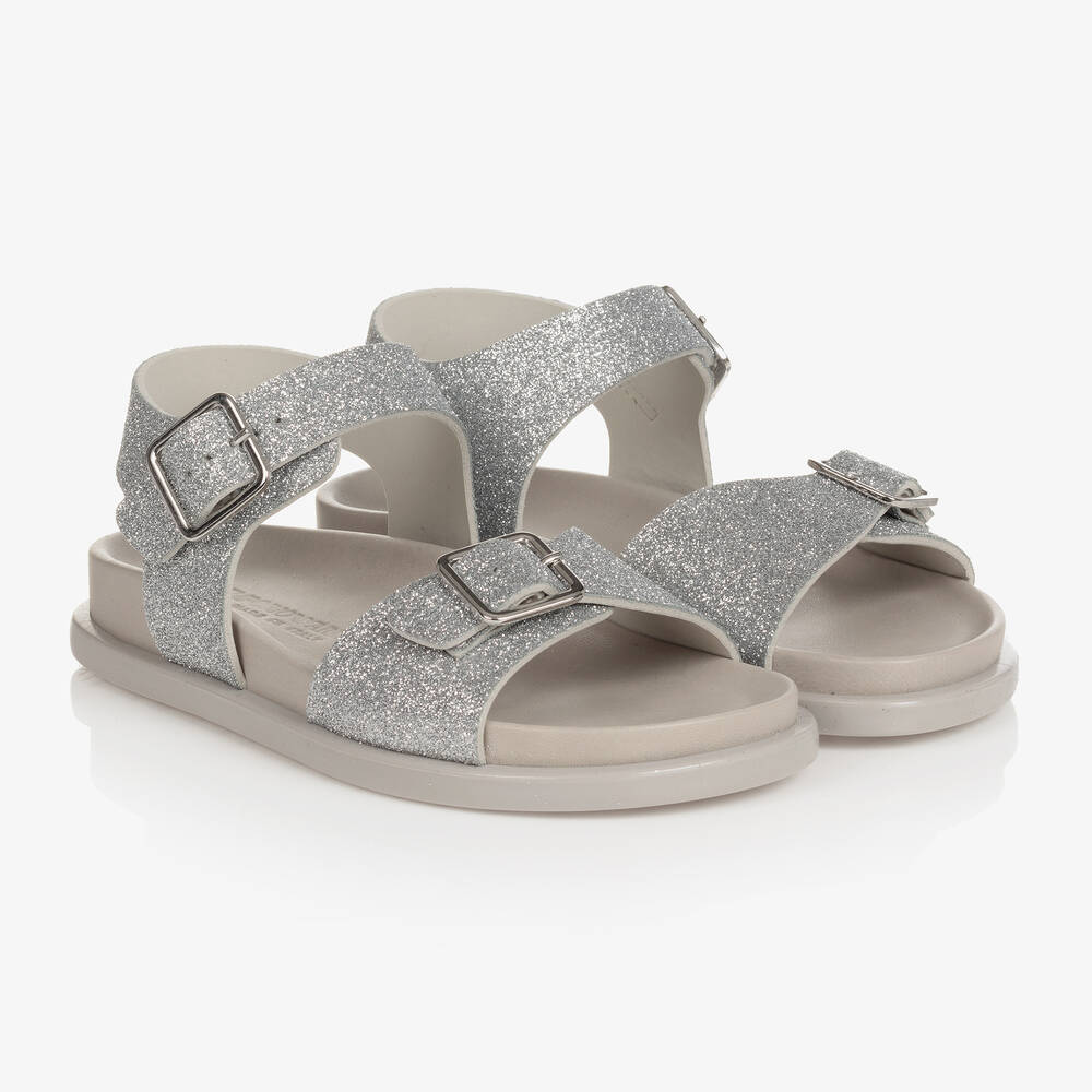 Emporio Armani Girls Silver Glitter Sandals Childrensalon Outlet