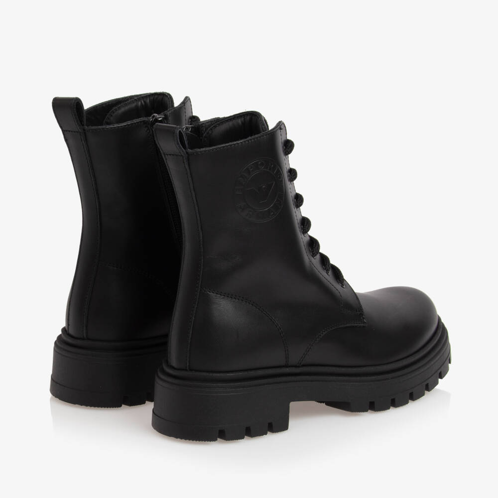 Emporio Armani-Girls Sleek Leather Ankle Boots | Childrensalon Outlet