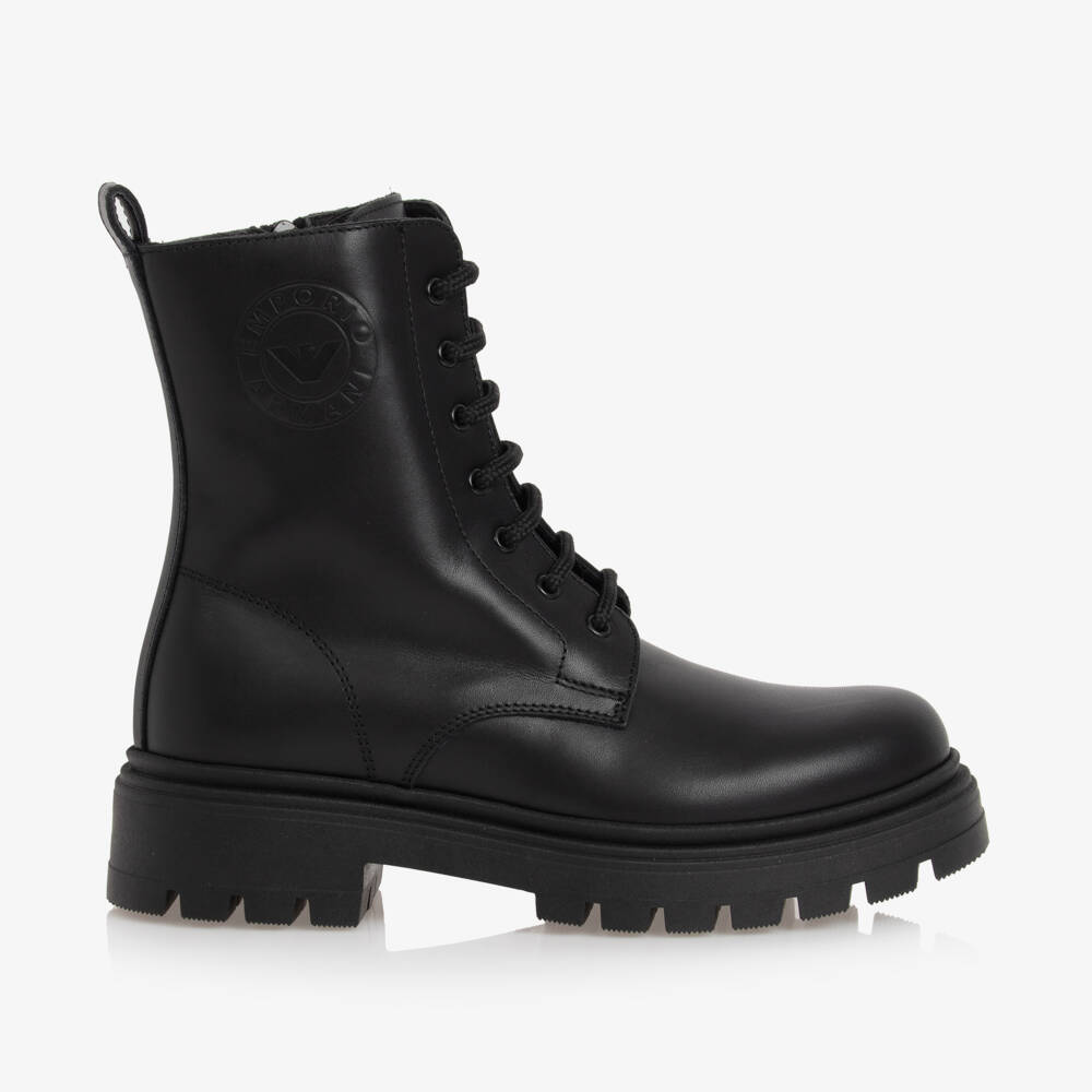 Emporio Armani-Girls Sleek Leather Ankle Boots | Childrensalon Outlet