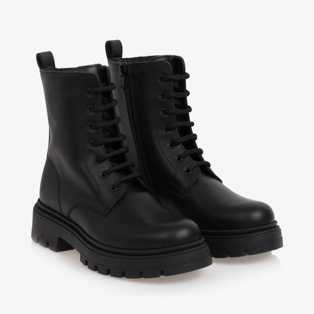 Emporio Armani-Girls Sleek Leather Ankle Boots | Childrensalon Outlet