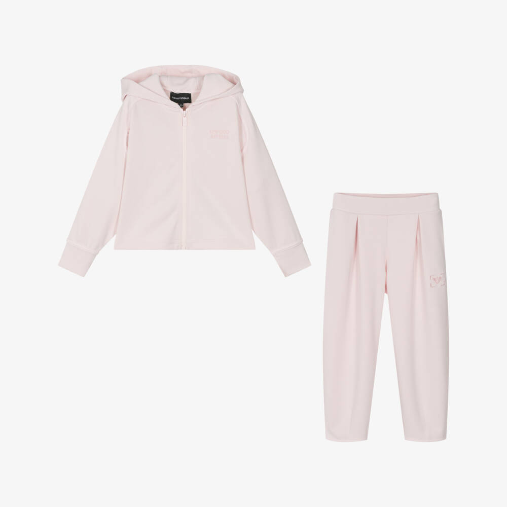Emporio Armani-Girls Soft Blush Logo Ensemble | Childrensalon Outlet