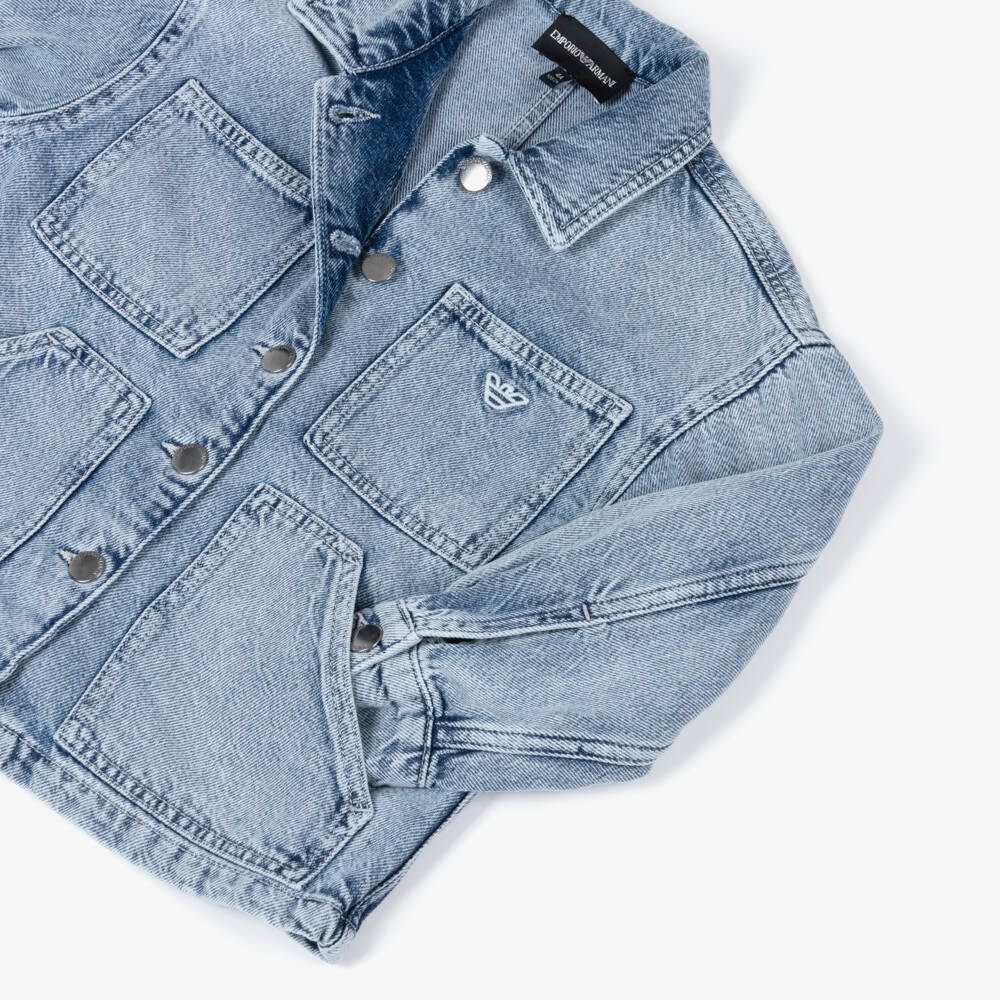 Emporio Armani-Girls Soft Denim Eagle Jacket | Childrensalon Outlet