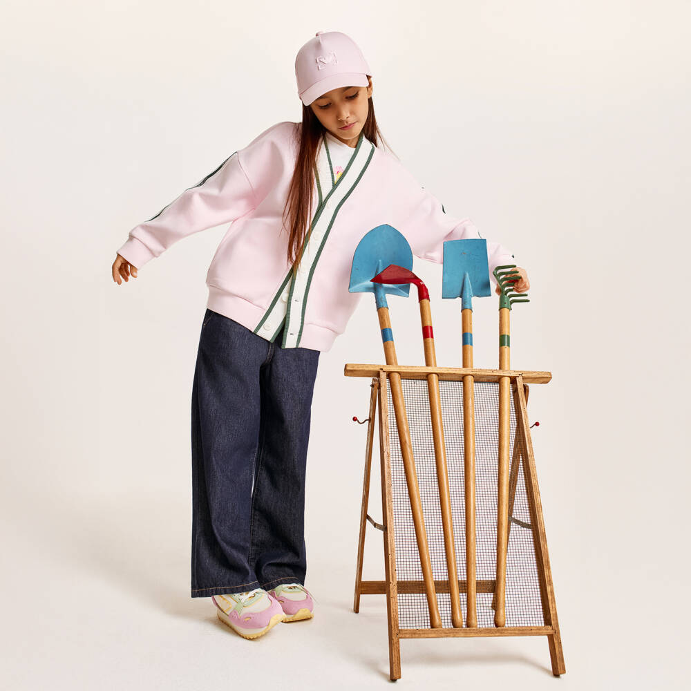 Emporio Armani-كارديغان وردي ناعم للبنات بتصميم فاخر | Childrensalon Outlet