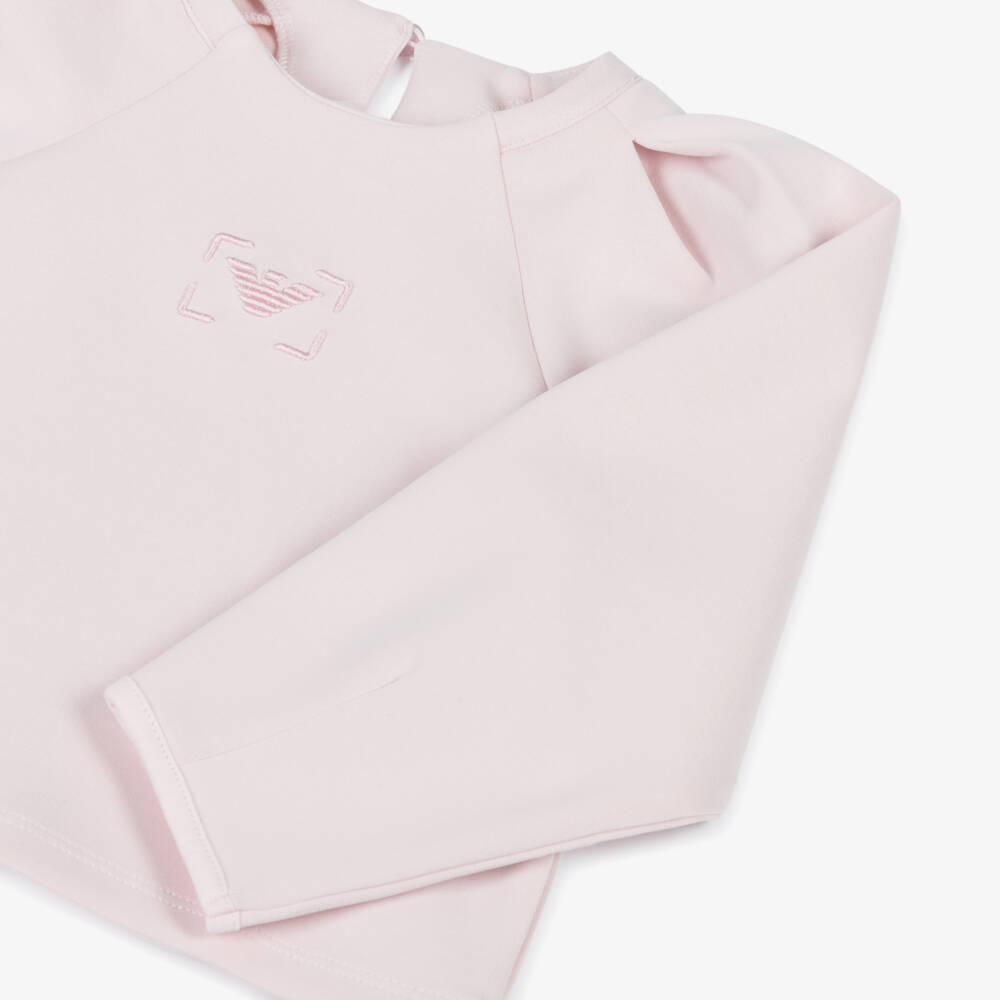 Emporio Armani-Girls Soft Pink Jersey Eagle Top | Childrensalon Outlet