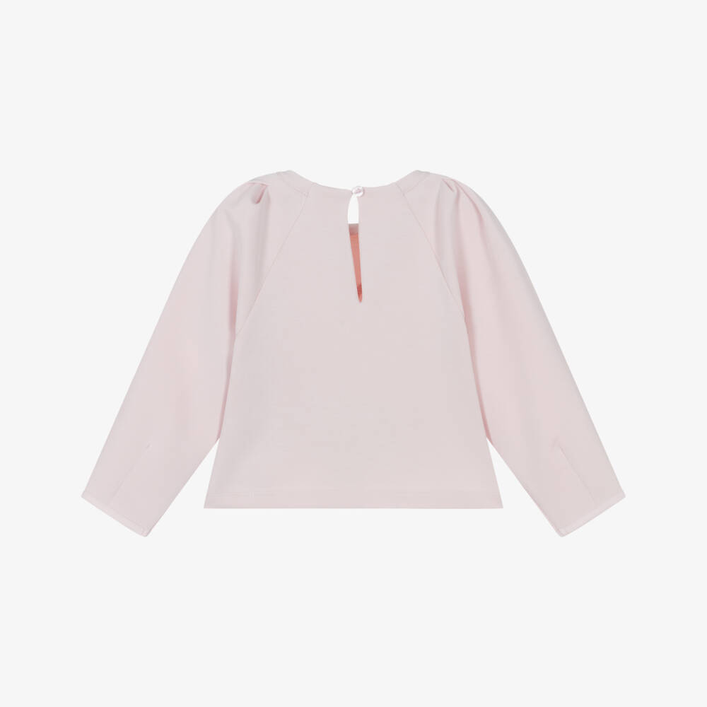 Emporio Armani-Girls Soft Pink Jersey Eagle Top | Childrensalon Outlet