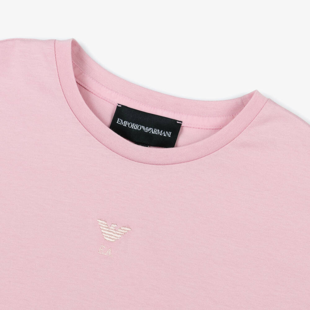 Emporio Armani-Girls Soft Pink Jersey Top | Childrensalon Outlet